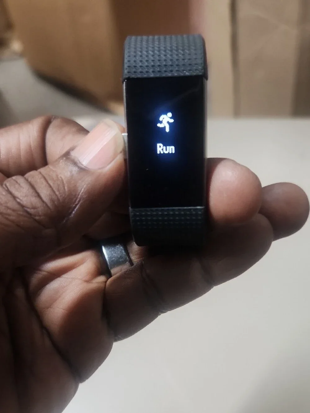 Black Fitness Smartwatch with Textured Silicone Band